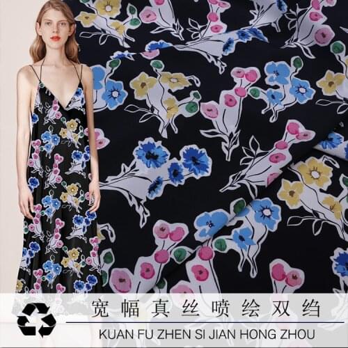 108cm * 50cm Thickness 16 M Mixia Digital Spray /Painting Elastic Crepe -De-Chine Print Mulberry Silk Dress Shirt Fabric