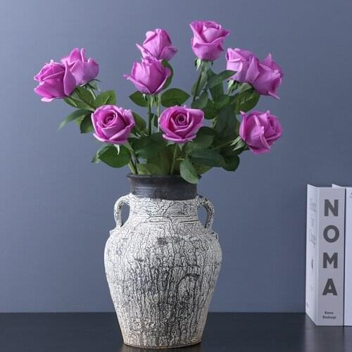 2pcs Artificial Silk Fake Flowers Natural Real Touch Single Roses For Home Wedding Decoration