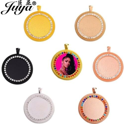 30PCS Cabochon Pendant Base Zircon Rhinestone Bezel Charms 25mm Blank Tray For DIY Necklace Jewelry Making Accessories Wholesale