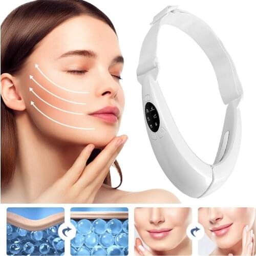 5 Modes White EMS Facial Lifting Device Face Slimming Vibration Massager Double Chin V Line Lift Belt LED Photon Therapy
