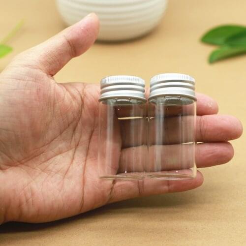 50 PCS/lot 30*60mm 25ml Small Glass Vial Bottle Aluminum Caps Tiny Empty Jars Containers Transparent Glass Perfume Bottles