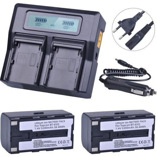 BT-65Q Battery + LCD Charger for Topcon BT-60Q BT-61Q BT-66Q Topcon FC-200 FC-2200 FC-2500 GPT-7000i GTS-750 GPT-7500 GTS-900