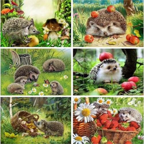 Diamond Painting Full Square Hedgehog Diamond Embroidery Animals Cross Stitch Rhinestones Art Bead Picture Kits Gift