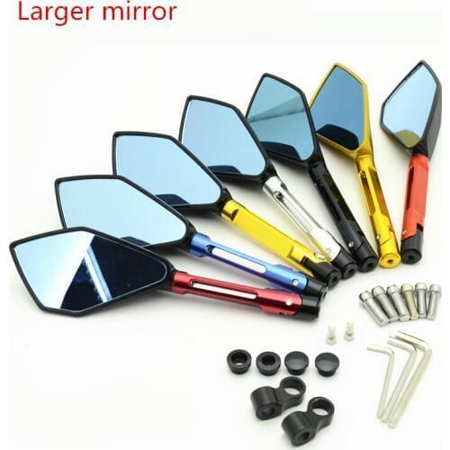 CNC Aluminum Motorcycle Rearview Mirrors Blue Glass Rear View Side Mirror Universal for HONDA KAWASAKI YAMAHA motocross