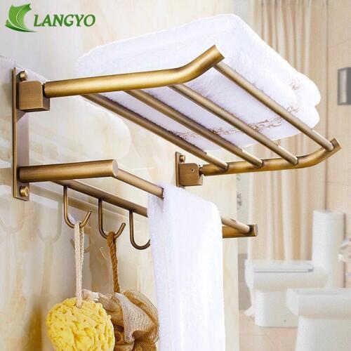 LANGYO Antique towel rack for bathroom Hanger towel rack Double towel rack