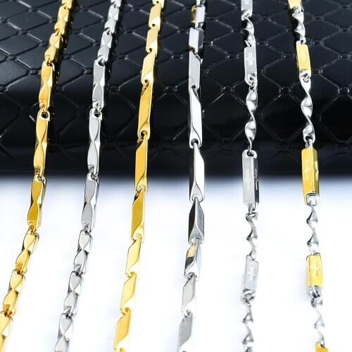 2.5mm/3mm Bamboo Necklace Chain Gold and Silver Color Stainless Steel Male Female Accessories Fashion Wholesale