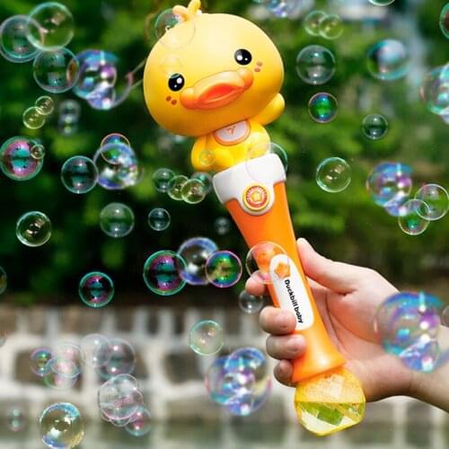 Yellow Duck Electric Bubble Machine Fully Automatic Bubble Blowing Machine Musical Luminous Childrens Toy Does Not Leak