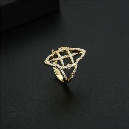 Funmode Charm Star Shape Gold Color Ring For Women Jewelry anillos mujer Engagement Ring Wholesale FR128