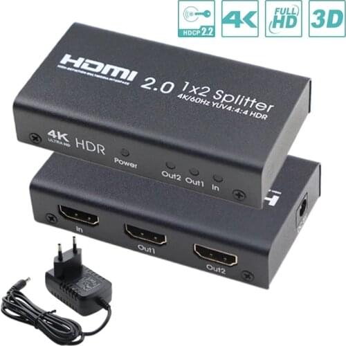 HDMI 2.0 Divisor 2 Vias 4K @60Hz YUV 4:4:4 HDR Caixa de Divisor Inteligente 1 em 2 para fora HDCP 2.2 HDMI switcher para Xbox TV