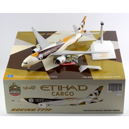 1:200 Alloy Collectible Plane Gift JC Wings XX2137 Etihad Airlines Cargo Boeing B777-200LRF Diecast Aircraft JET Model A6-DDE