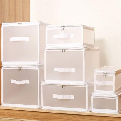 Clothes Storage Box Wardrobe Organizer Plastic Transparent Storage Box Folding Large Capacity Underwear Quilt Storage Box