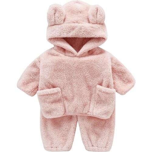 Baby autumn winter Plush suit 2020 new style foreign style baby keep warm Boy lovely super cute clothes Girls' two piece suit