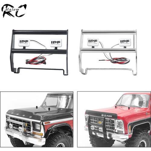 Metal Front Bumper with Led Light Anti Collision Bumper Kit for 1:10 RC Crawler Traxxas TRX-4 Bronco 82046-4 K5 Blazer 82076-4