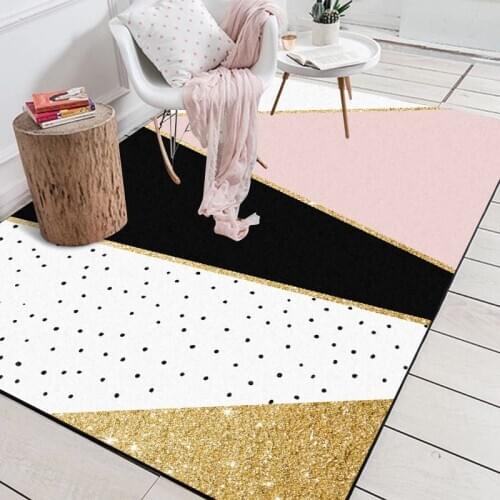 Fashion Nordic Style Geometric Pink Black Dot Gilt Bedroom Living Room Floor Mat Carpet Customization
