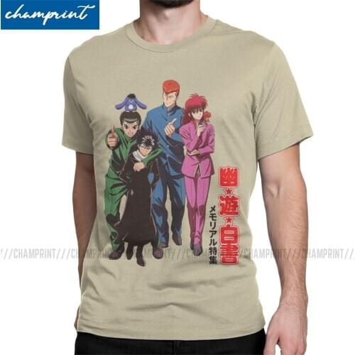 Men Yu Yu Hakusho 25th Anniversary T Shirts Yusuke Kurama Anime Tops Leisure Short Sleeve Round Collar Tee Shirt Adult T-Shirts