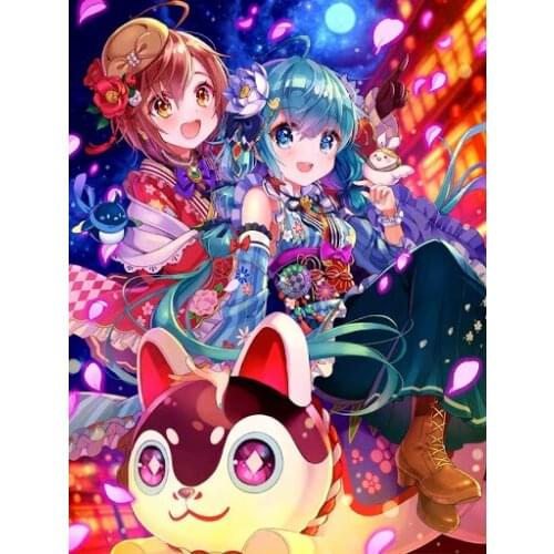 5D DIY Diamond Painting Cartoon Anime Girl Cross Stitch Kit Full Square Round Rhinestone Mosaic Picture Home Decoration Artwork