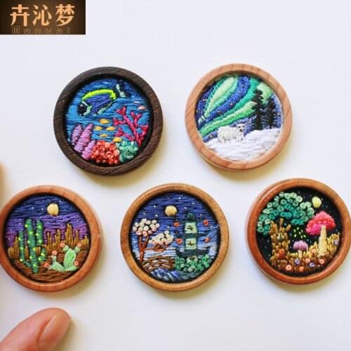 DIY Flowers Plants Forest story Embroidery Set Needlework Tools Printed Embroidery Fabric Round Embroidery Kit DIY Sewing Craft