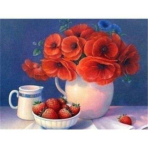 Fruit Flower Art Printed 11CT Cross-Stitch Complete Kit DIY Embroidery DMC Threads Needlework Knitting Craft Jewelry