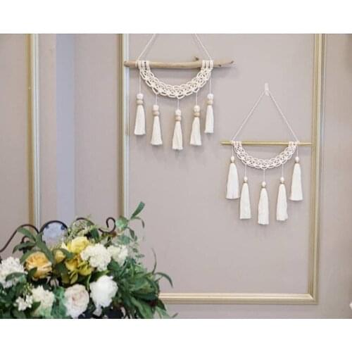 Boho Woven Tapestry Simple Macrame Wall Hanging Hand Woven Tassels Wall Hanging Paper Towel Rack Room Accessories