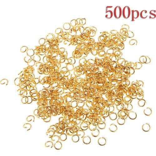 NEW 500Pcs 4mm Gold Plated Opening Jump Rings Connectors Jewelry Making Kit