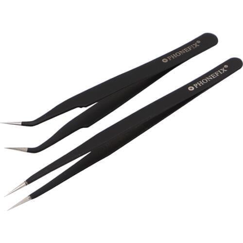 Precision Tweezers Curved ESD Anti-static Stainless Steel Tweezers for Craft Jewelry Electronics Laboratory Work Hand Tools Set