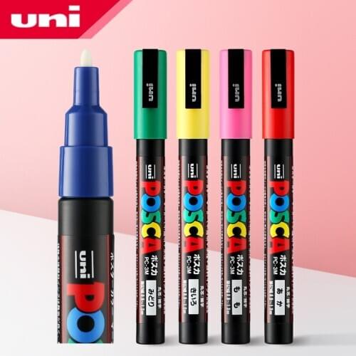 UNI 6Pcs Marker Pen PC-3M Student Cartoon Hand-drawn Water-based Advertising Pen 0.9-1.3POSCA Series