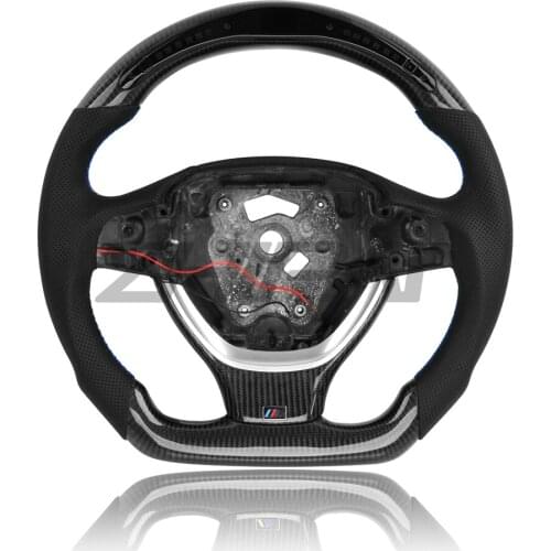 For 5 6 7 Series Carbon Fiber Steering Wheel For bmw F10 F18 With Perforated Leather With LED + Tirm whithout Paddles Hole