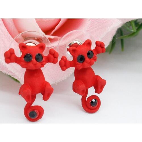 New Lovely 3D Cat Earrings Stud Fashion Black Eye Cute Small Cartoon Cat Design Stud Earrings For Girl Jewelry 5 Color