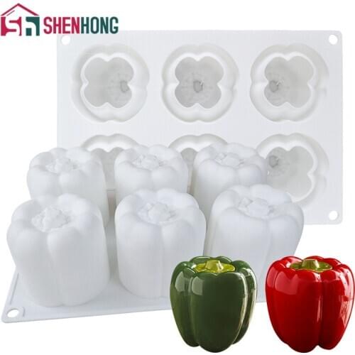 SHENHONG Chili-Shaped Silicone Mold 6 Cavity Mousse Cake Molds Dessert Decoration Pastry Mould Bakeware Kitchen Baking Tools