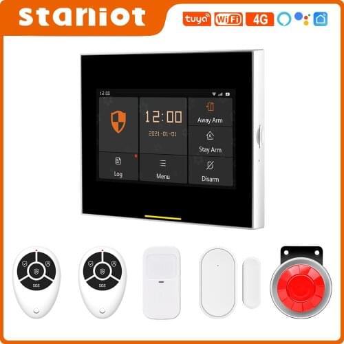 Staniot Security Alarm System Home Burglar 6 Kit F900 Smart Tuya Wireless 4G WiFi Support IOS and Android APP Remote Control