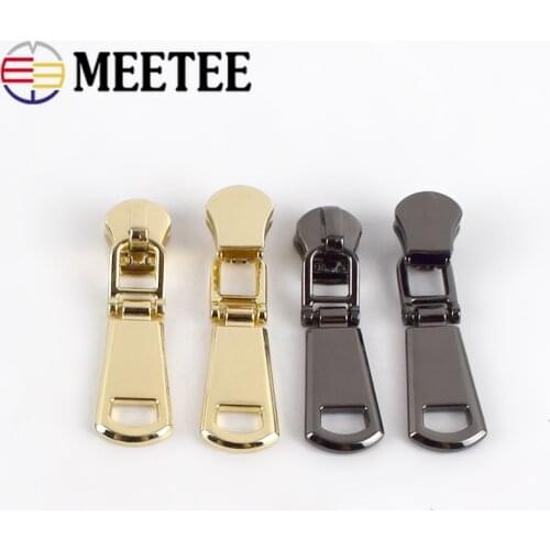 Meetee 5# Spring Lock Zipper Sliders for Metal Zippers Wallet Purse Zipper Head Zip Repair Kits DIY Sewing Accessories