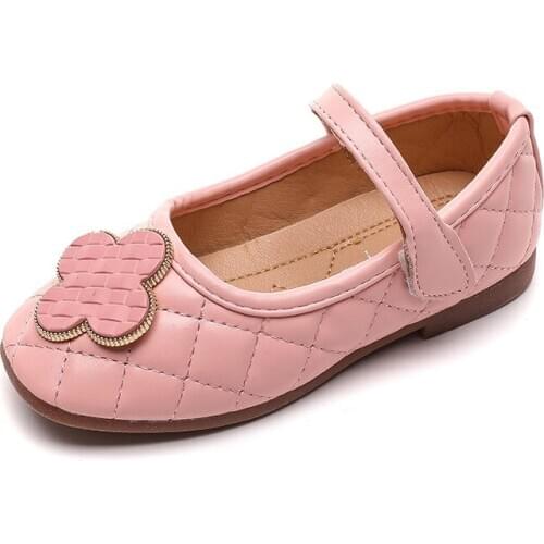 Toddlers Girls Big Kids Shoes Princess Chic Elegant Soft PU Leather With Flowers Childrens Flats Black White Pink For Wedding