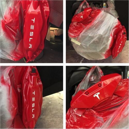 For Tesla Brake Caliper Vinyl Art Sticker Car Window Decor , For Tesla Name With Small T Logo Removable Decals Decoration