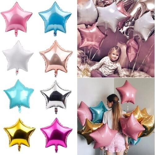 5pcs Star Shape Foil Balloons 18inch Gold Silver Metallic Balloon for Kids Adult Happy Birthday Party Wedding Baby Shower Decors