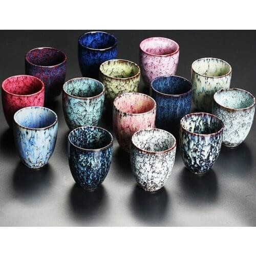 Japanese ceramic teacup single large 200ml building kiln glaze tea set master cup colorful gift cup