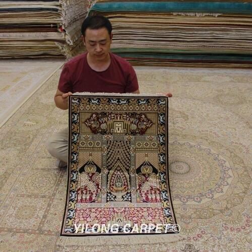 Yilong 2'x3' Turkish silk carpet handmade exquisite persian silk rug (TJ093A)