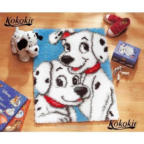 Diy latch hook kit rug canvas printing two dog vloerklee latch hook crochet tapis 3d carpet embroidery foamiran for needlework