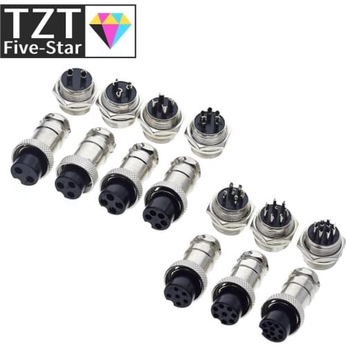 TZT 1set GX16 2/3/4/5/6/7/8/9/10 Pin Male & Female 16mm L70-78 Circular Aviation Socket Plug Wire Panel Connector for diy