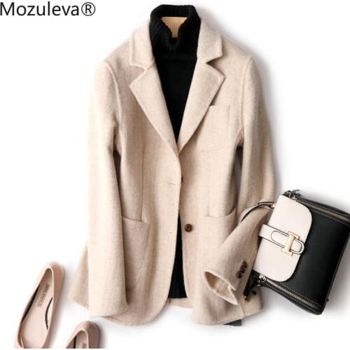 Mozuleva 2021 New High Quality Double Cashmere Winter Woolen Coat for Women Solid Short Style Wool Coats Women Coats