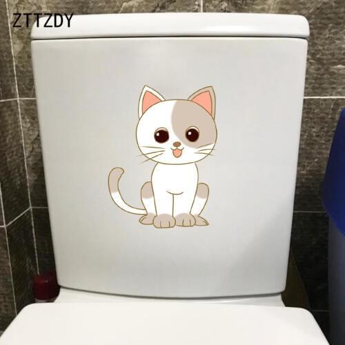 ZTTZDY 16.8*21.9CM Funny Cat Kids Bathroom Home Wall Decor Toilet Sticker Decal T3-0255