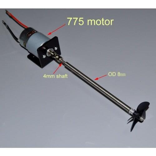 1 Set 4mm Drive Shaft Propeller+ 775 Motor Set for RC Pull Net Ship RC Feeding Boat Large Thrust Drive Shaft System Power Set