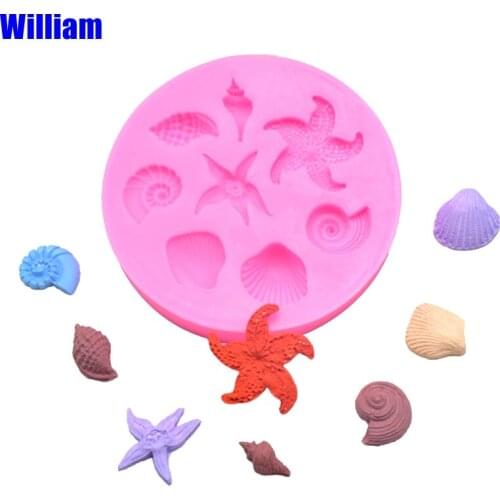 1pcs Cake Decoration Tools DIY Sea Creatures Conch Starfish Shell Fondant Cake Candy Silicone Molds Creative DIY Chocolate Mold