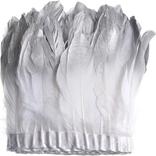 2meter Goose White Feathers Trims Diy Plumas Needlework Wedding dress Decoration sewing Fringe for Clothes Plumes Crafts 15-20cm