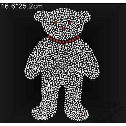 2pc/lot Bear Rhinestones patches design stone iron on crystal transfers design hot fix rhinestone motif for shirt