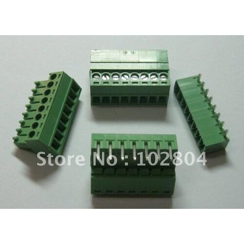 200 pcs Screw Terminal Block Connector Pitch 3.5mm Angle 8 pin/way Green Color Pluggable Type