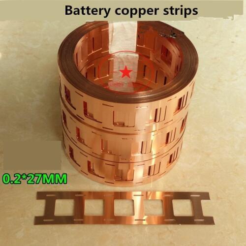 2P 18650 battery copper strips welded sheet Bracket high current connection piece punching Battery copper strips 0.2mm*27mm