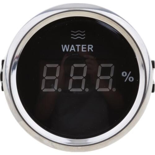 2x Digital Water Level Gauge 0-190ohm 52mm 316L Black Chrome for Marine