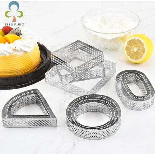 3pcs Mini Mousse Cake Ring Stainless Steel Perforated Mold DIY Egg Tart Ring Dessert Cookies Baking Mould Pastry Baking Tool ZXH