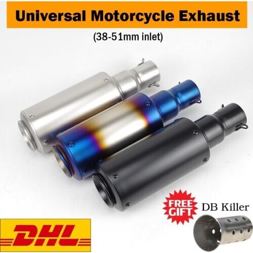 38-51mm universal motorcycle exhaust muffler with DB killer laser escape for KTM Z1000 FZ6 FZ1 NINJA400 Z250 cafe racer ATV