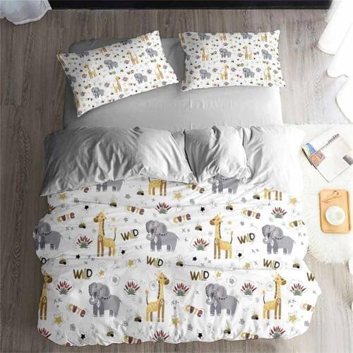 HELENGILI 3D Bedding Set Giraffe Print Duvet Cover Set Lifelike Bedclothes with Pillowcase Bed Set Home Textiles #CJL-07